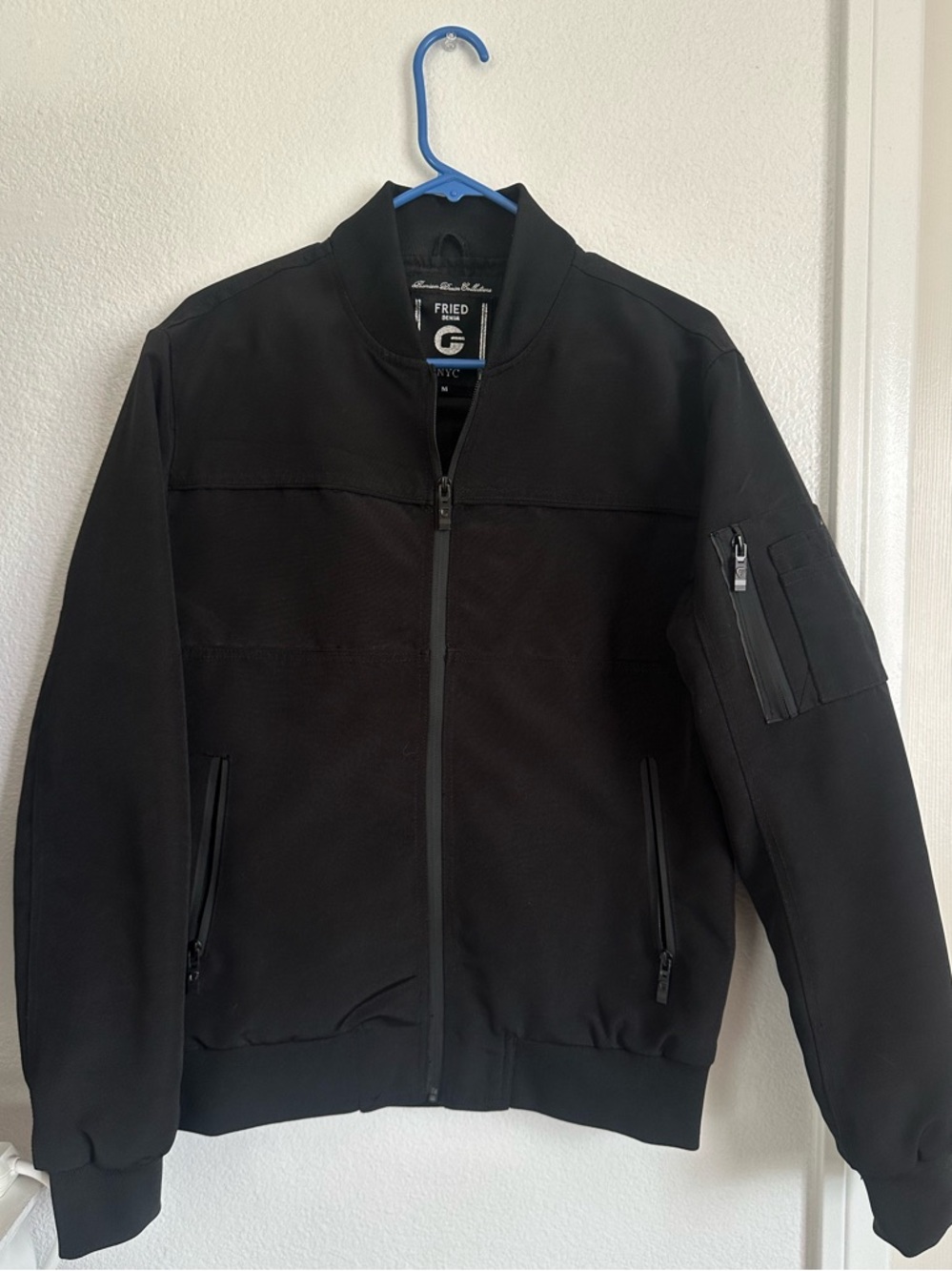 Black Bomber Jacket - Men's Zip-Up Medium